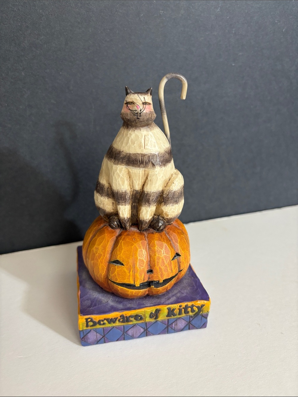 Jim Shore "Beware of Kitty" Cat on Pumpkin Figurine 118100